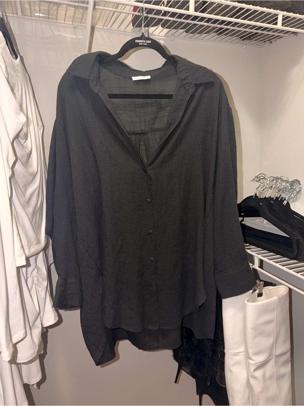 Kenneth Cole Black Button-Up Top